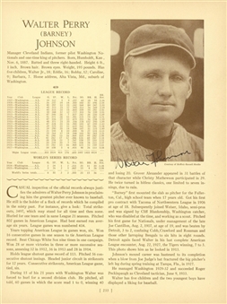 1933 Walter Johnson Signed "Whos Who In Baseball" Page (JSA)